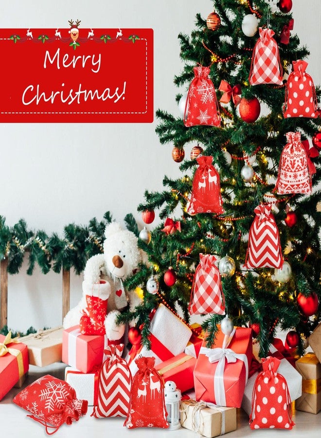 LEIFIDE 24 Pcs Mini Small Burlap Gift Bags with Drawstring - 3.9 x 5.5 Inches Red White Candy Bags for Christmas, Birthday, Wedding Supplies - Image 4